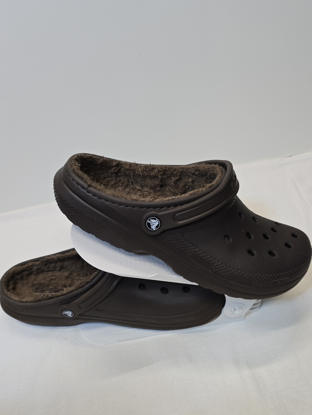 CROCS Men's Brown Fleece-Lined Slip-On Clogs